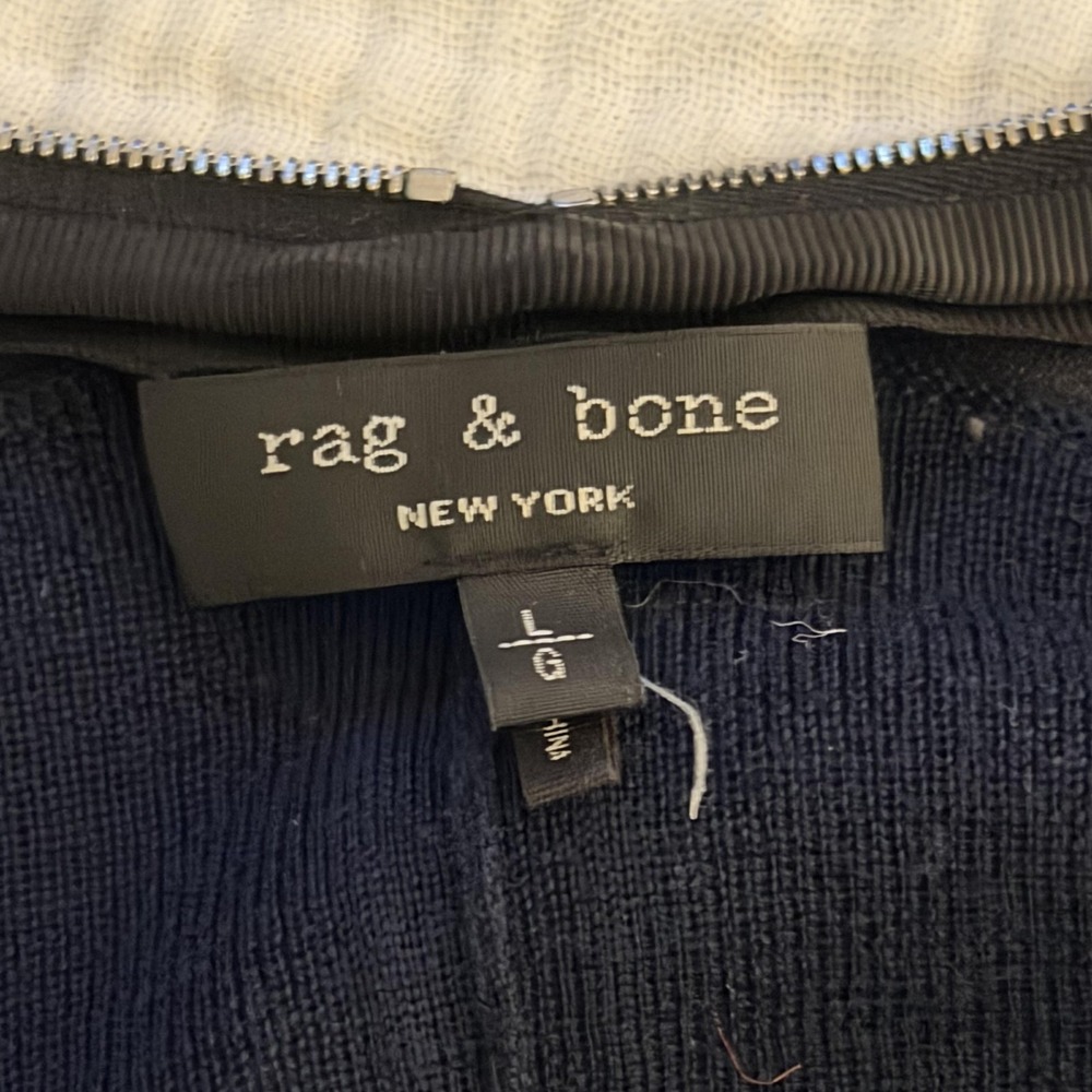 Rag & Bone Jacket Womens Large Navy Blue Crepe Knit Back Zip Bomber Minimalist - Picture 12 of 16